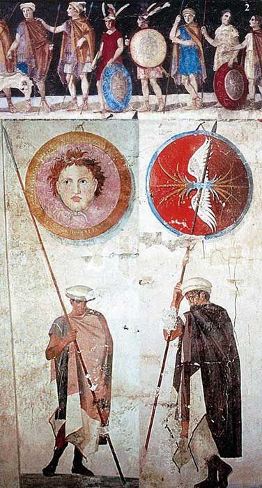 Macedonian tomb fresco tranh tuong lang mo Hy Lap Greek frescoes