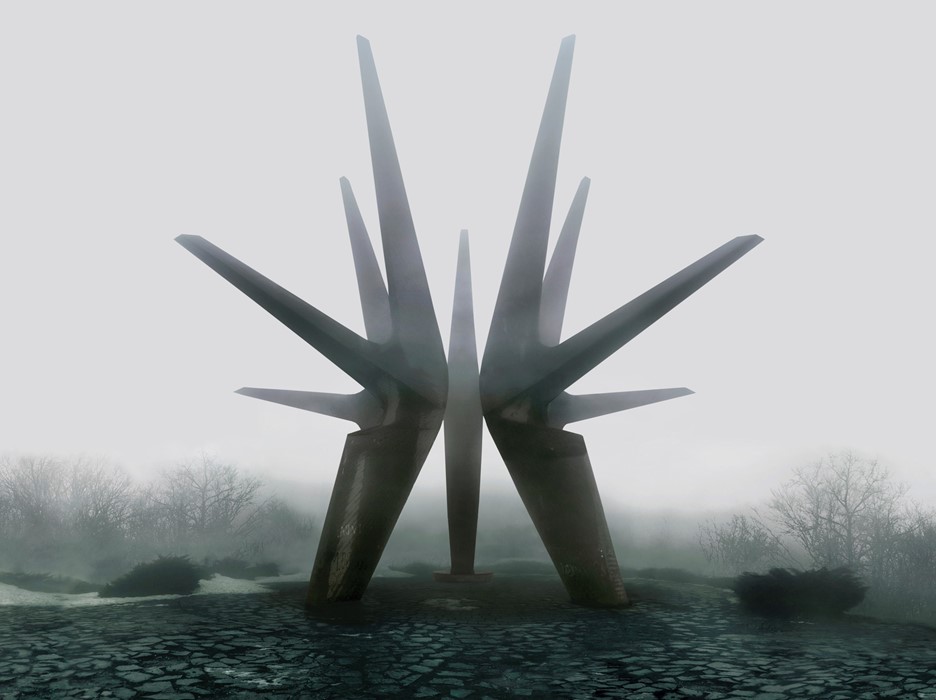 tuong dai phong cach truu tuong brutalism vung Balkan