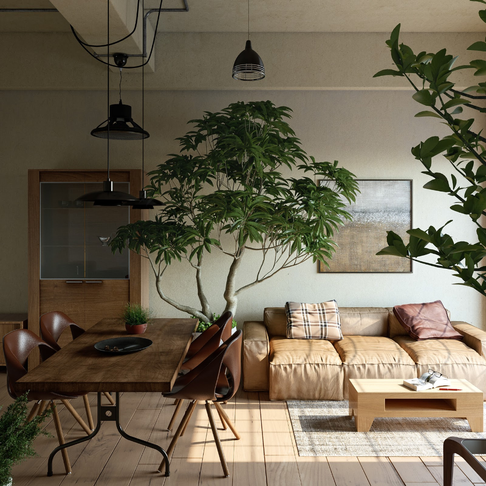 noi that scandinavian cay xanh trong nha hygge phong khach