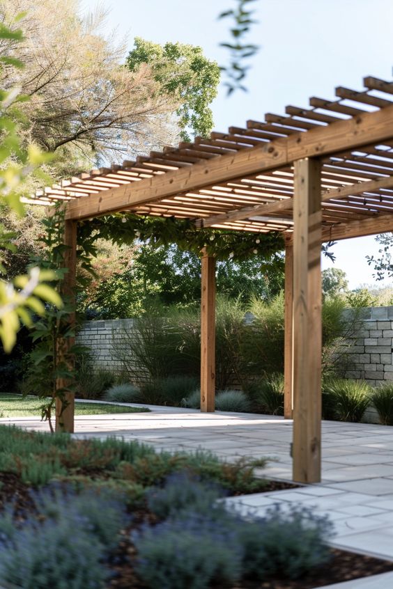 mai che pergola go tu nhien ngoai troi san vuon