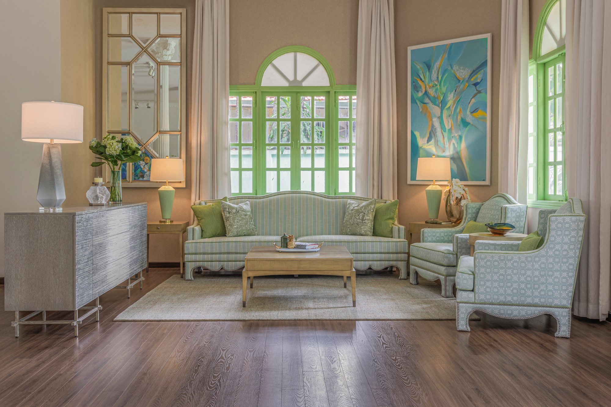 Austin Home Interiors noi that trang tri phong khach sofa