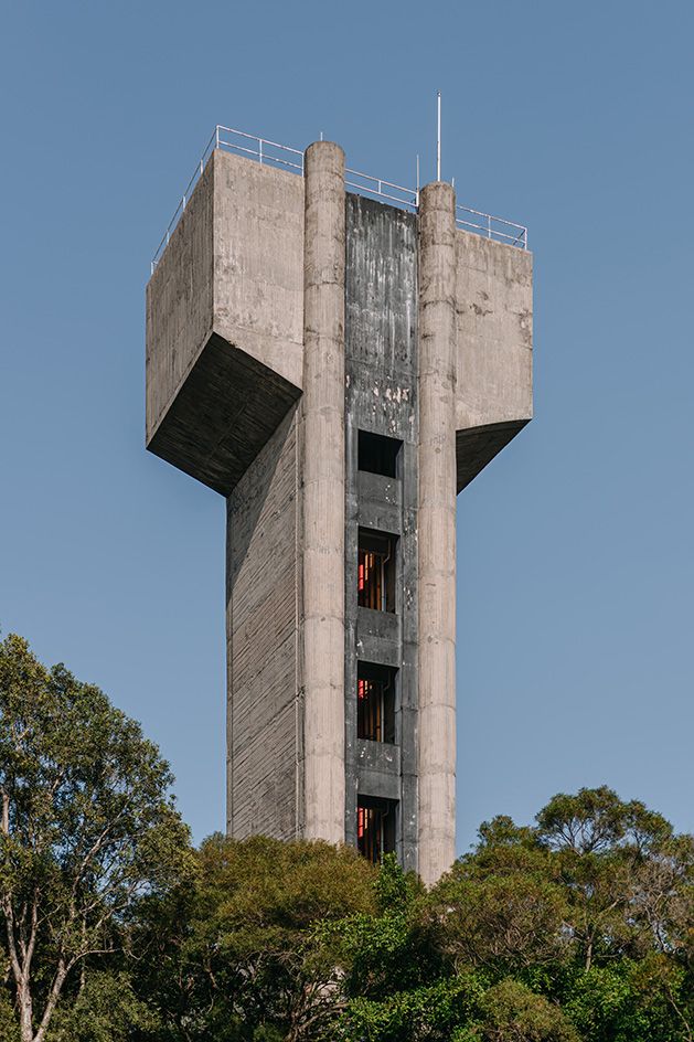 Brutalist Hong Kong Map Blue Crow Media United College Water Tower, CUHK