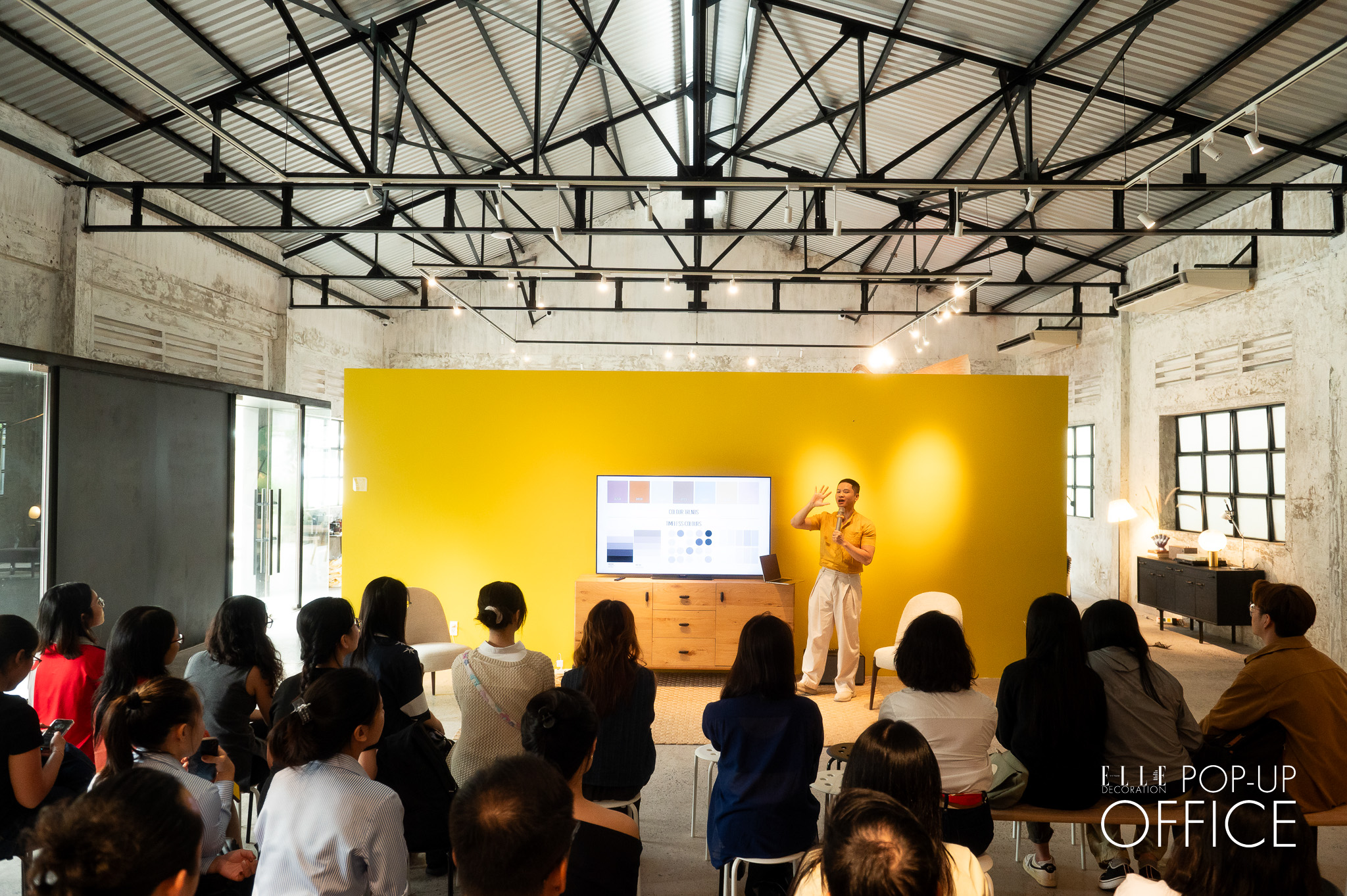 nguyen huu vinh mau sac noi that dulux elle decoration pop up office