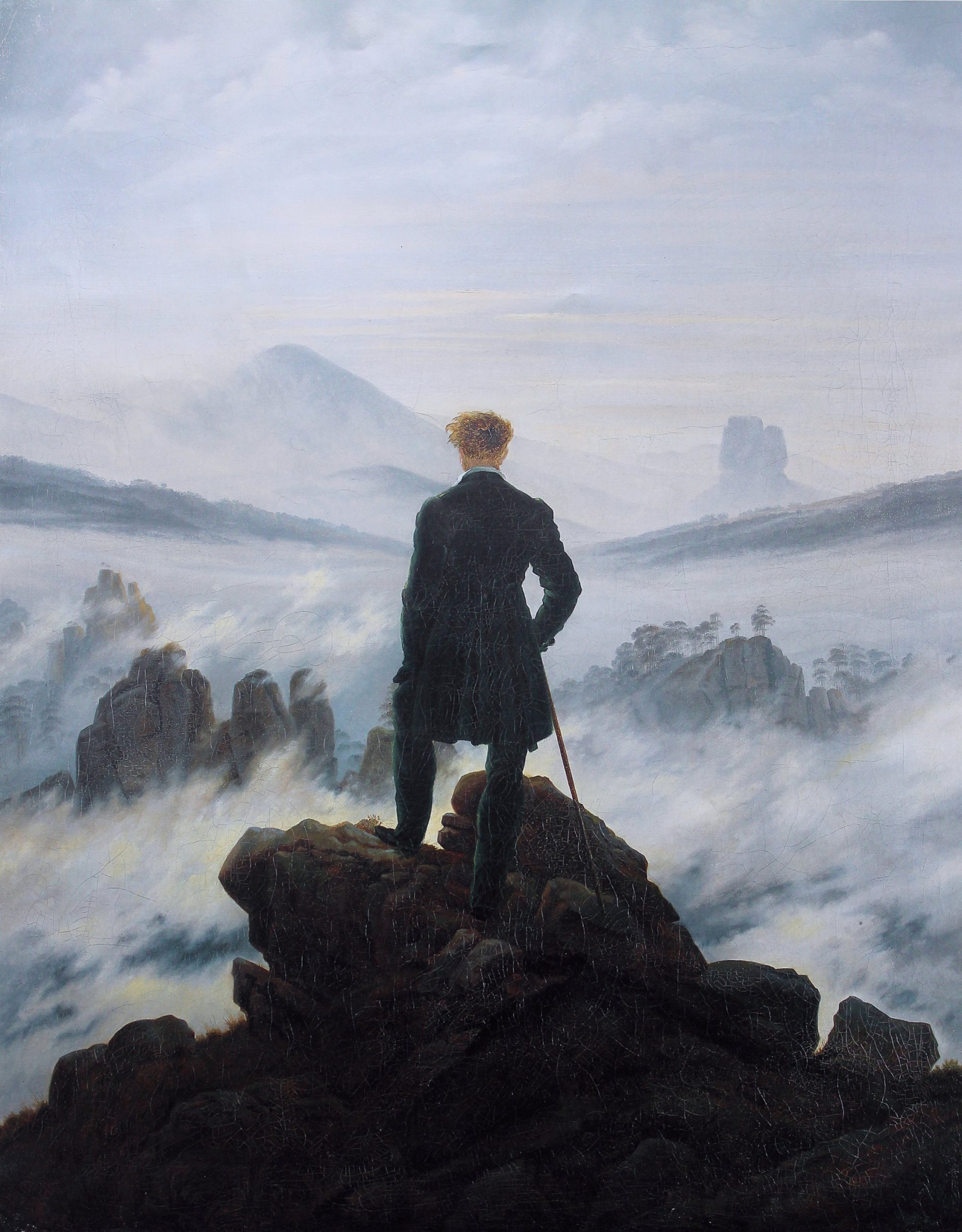 tranh phong canh Der Wanderer über dem Nebelmeer Caspar David Friedrich