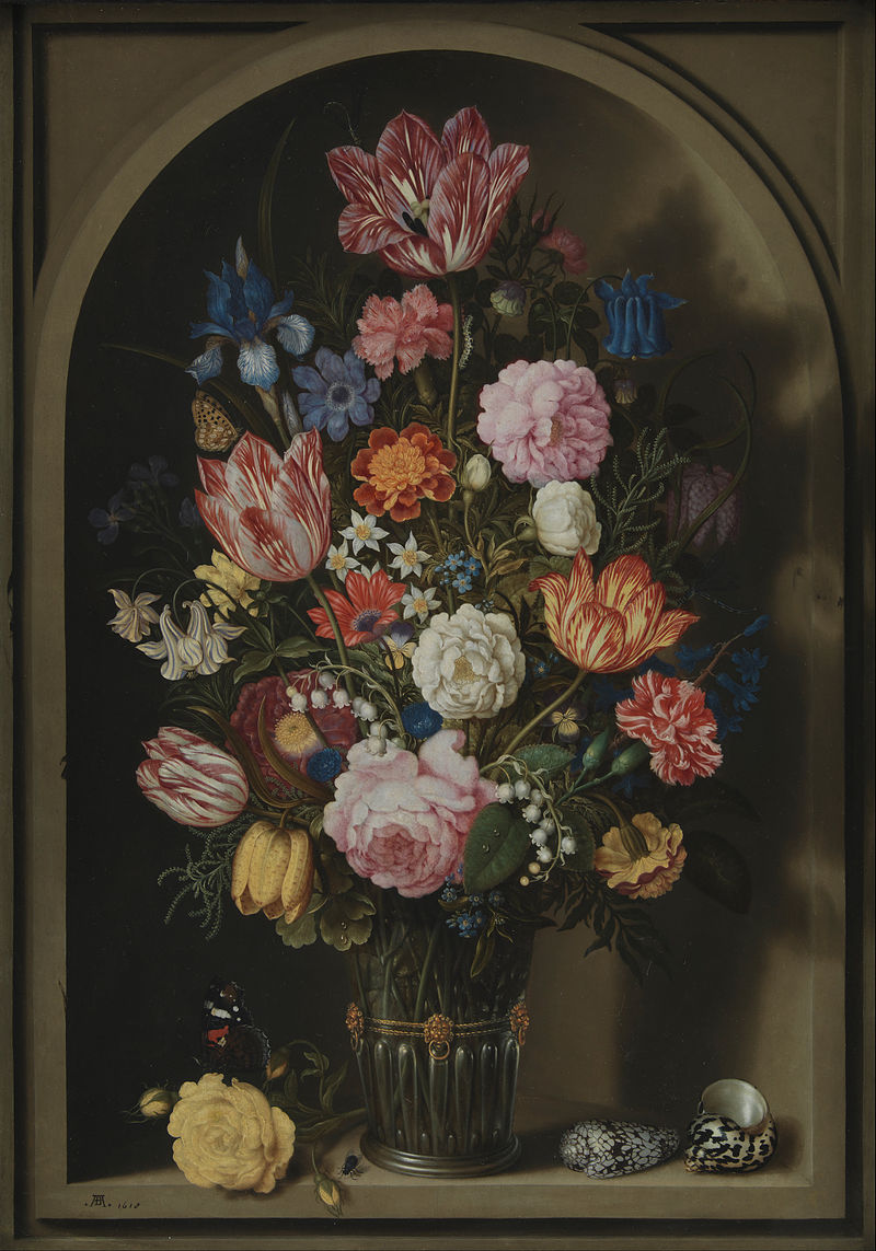Ambrosius Bosschaerts Bouquet of Flowers in a Stone Niche hoa tulip