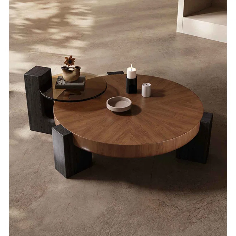ban Solid Wood Round Coffee Table Vinta Trendy