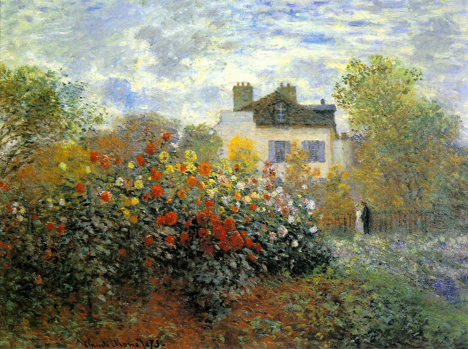 The Artist's Garden in Argenteuil claude monet tranh nghe thuat dahlia