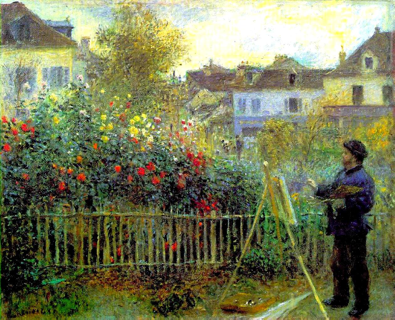 Monet Painting in His Garden at Argenteuil Pierre-Auguste Renoir hoi hoa thuoc duoc