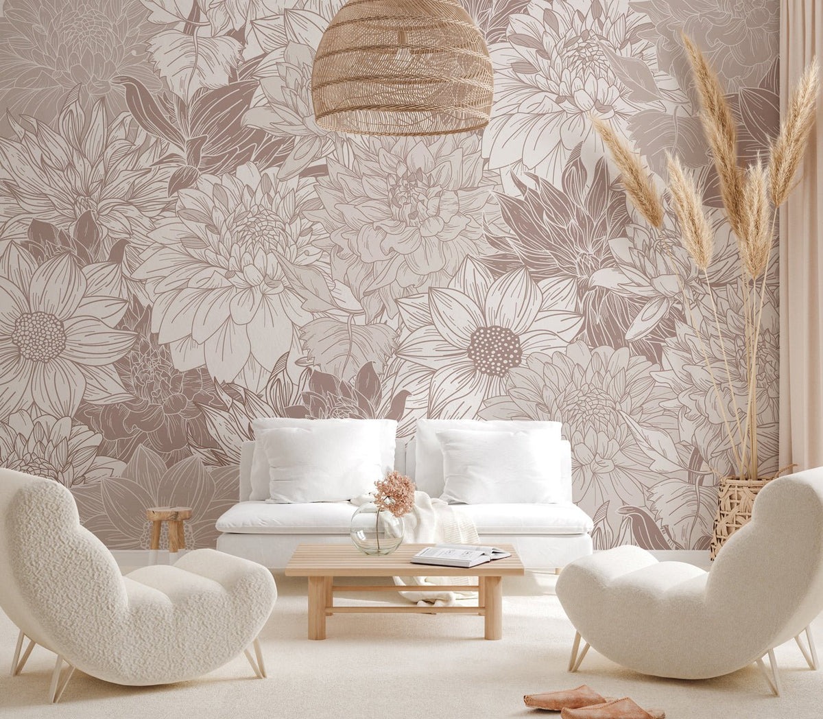 giay dan tuong hoa tiet dahlia noi that