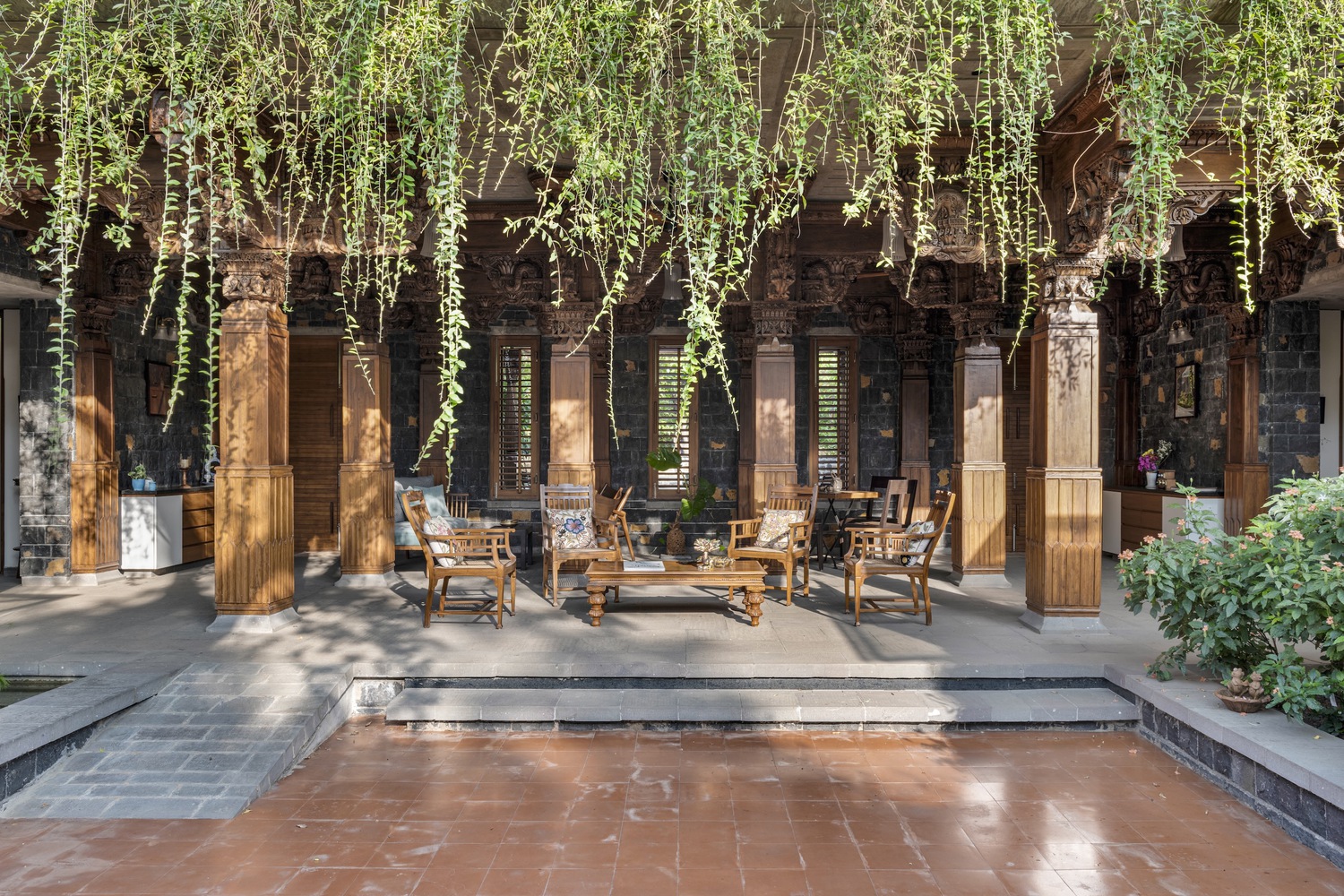 gach lat nen dat nung san vuon flooring tiles Farmhouse Mahiravani Environ Planners