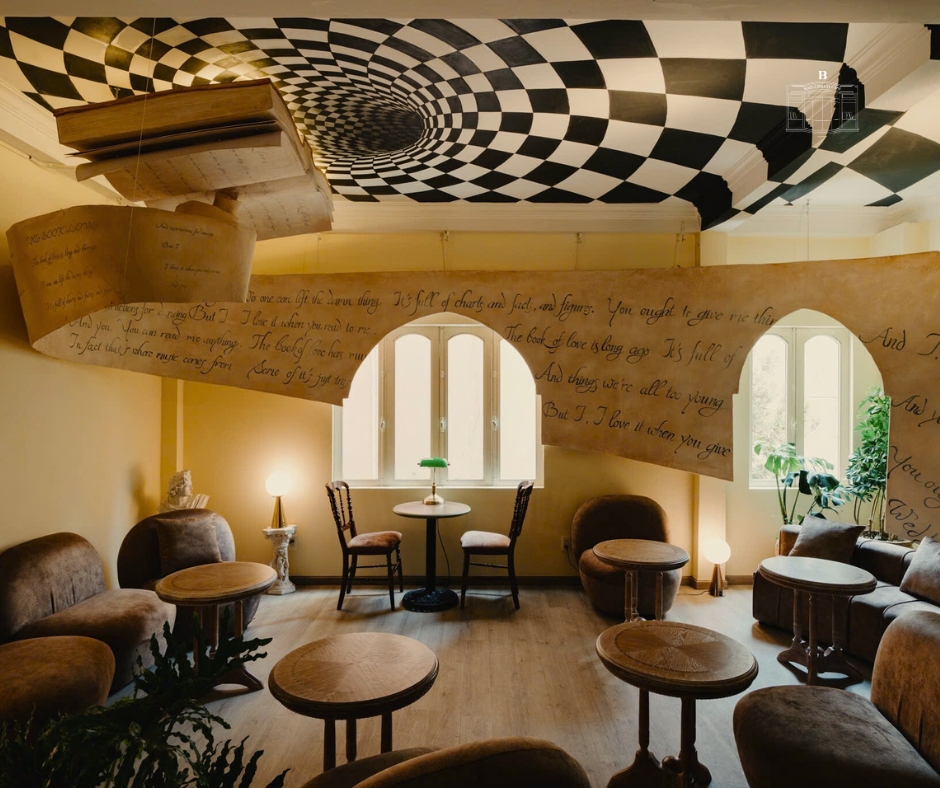 Bibli Library Cafe sach op art noi that