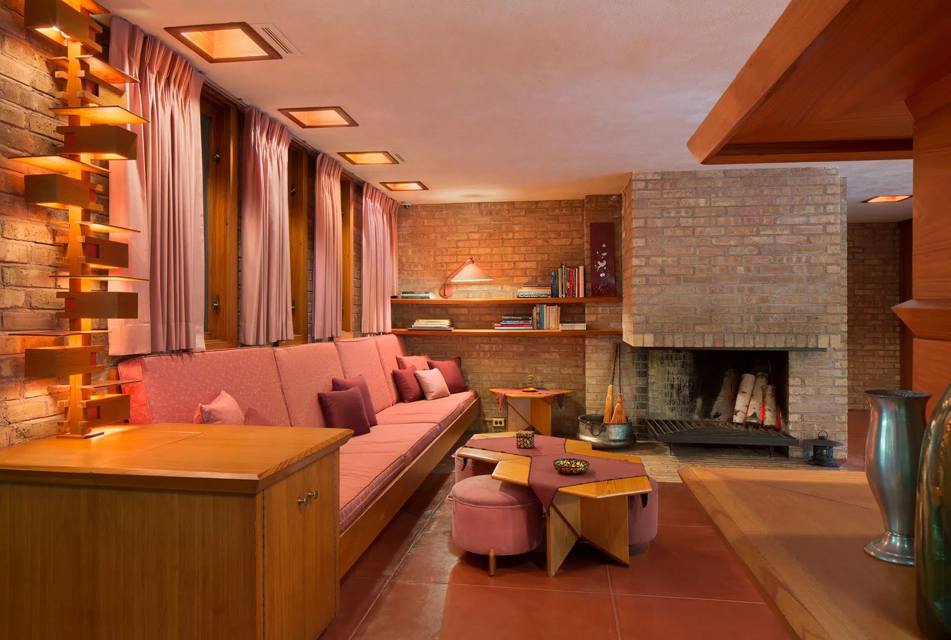 laurent house nha usonian kien truc su frank lloyd wright noi that phong khach