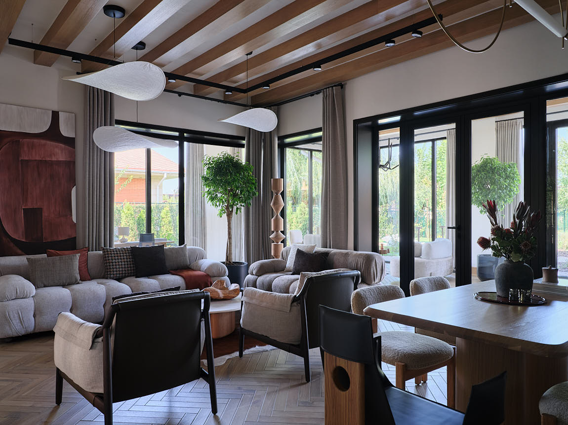 ngoi nha dong que eight lakes khong gian noi that