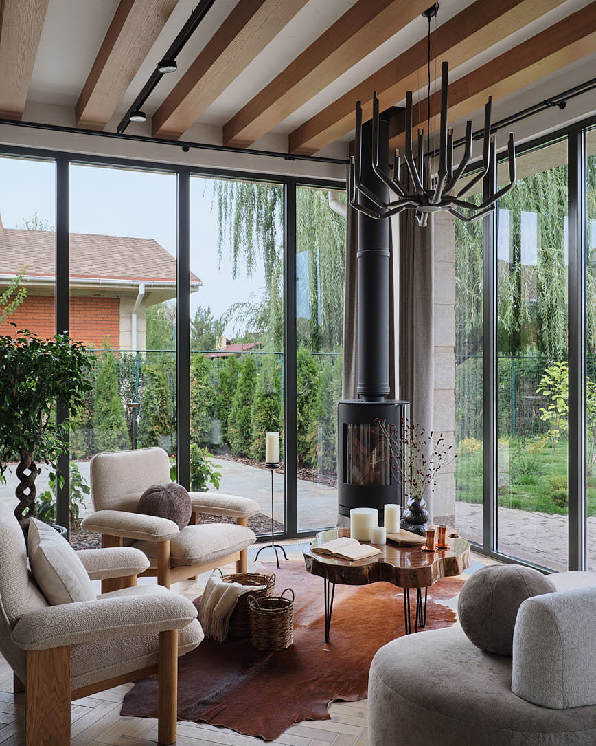 ngoi nha eight lakes khong gian noi that dong que