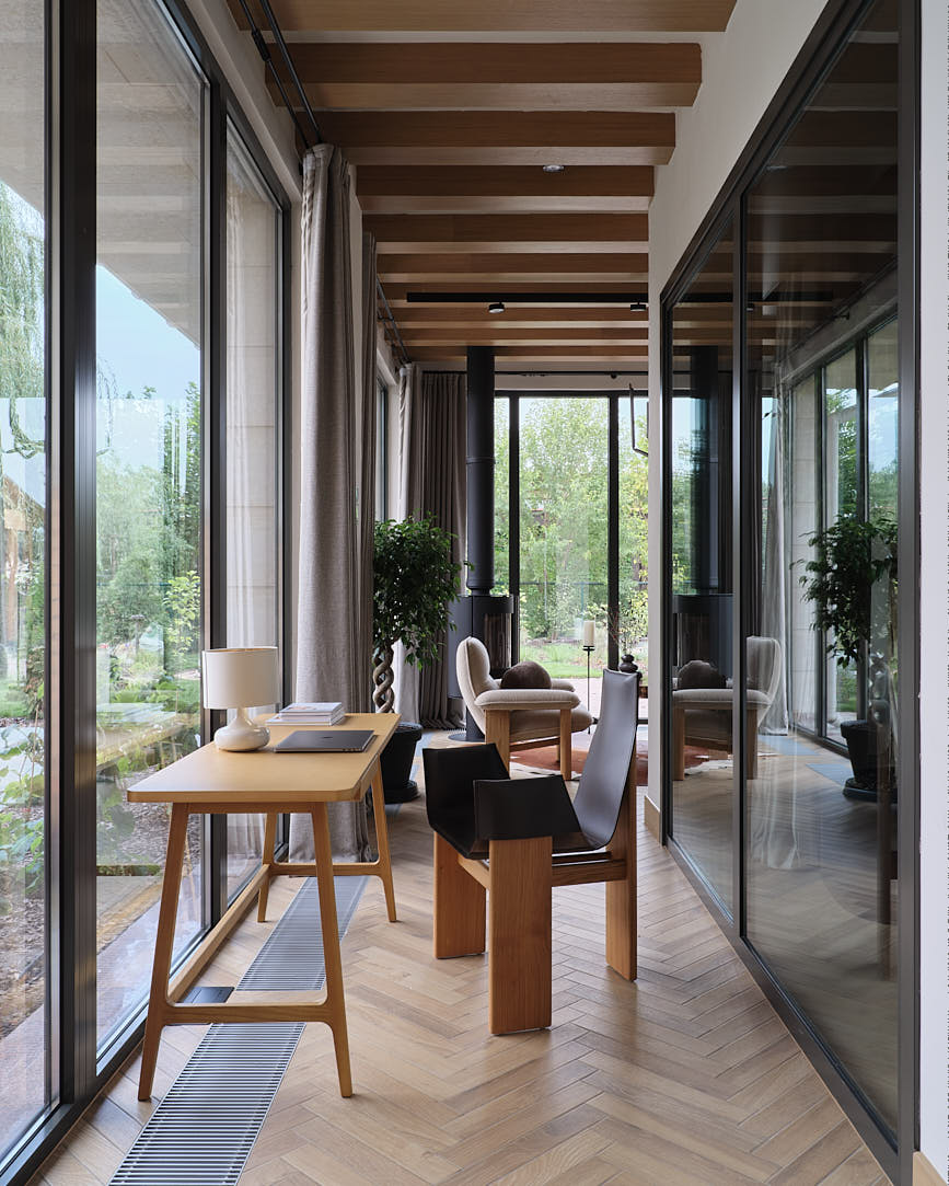 ngoi nha eight lakes khong gian noi that