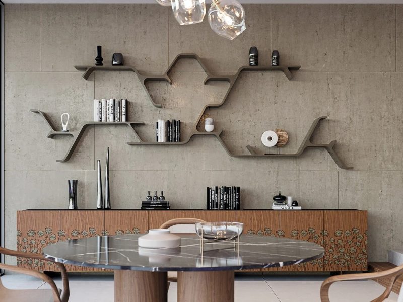 Cân bằng giữa thẩm mỹ và công năng trong thiết kế kệ treo tường hiện đại