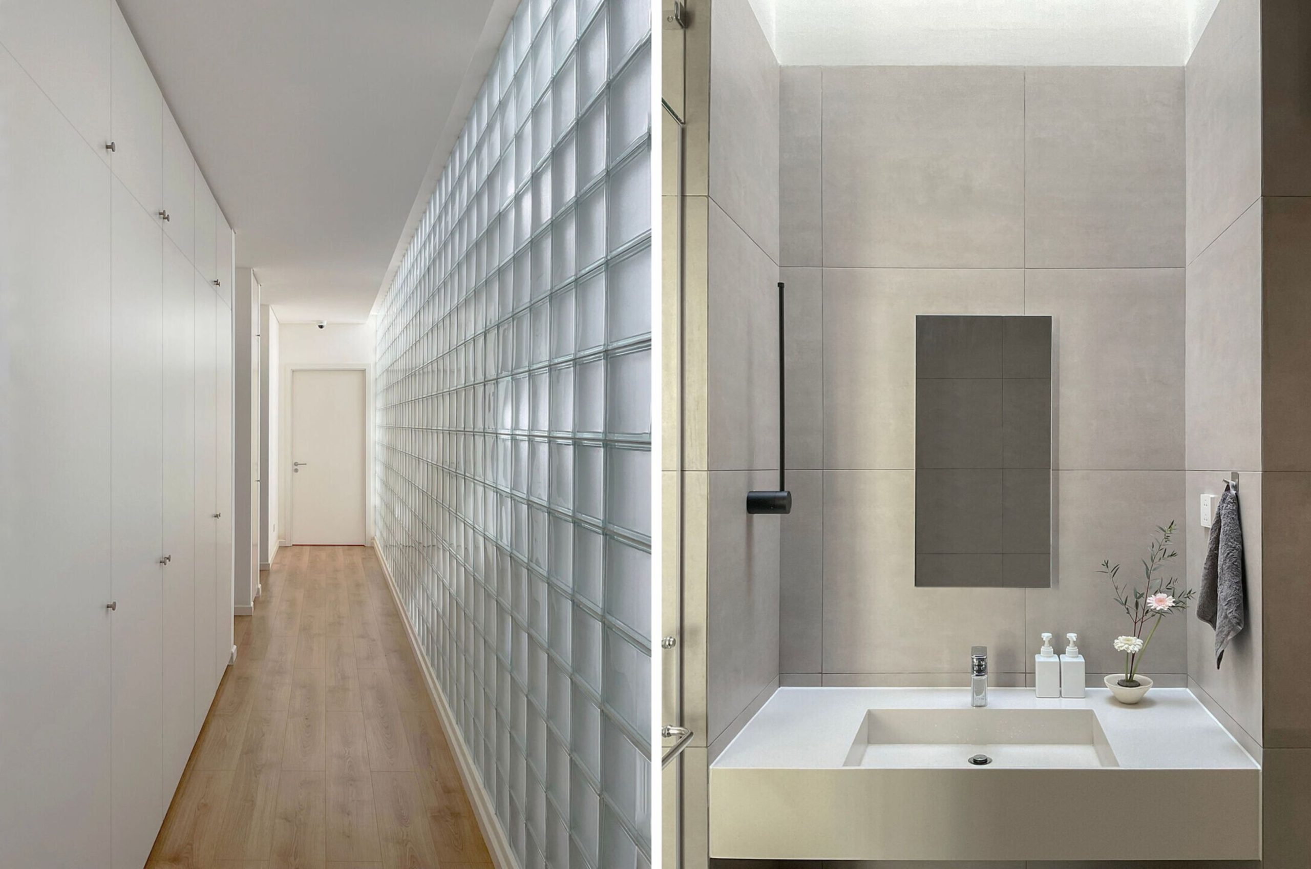 hanh lang gach kinh san go 68 home n café aha.studio.arc