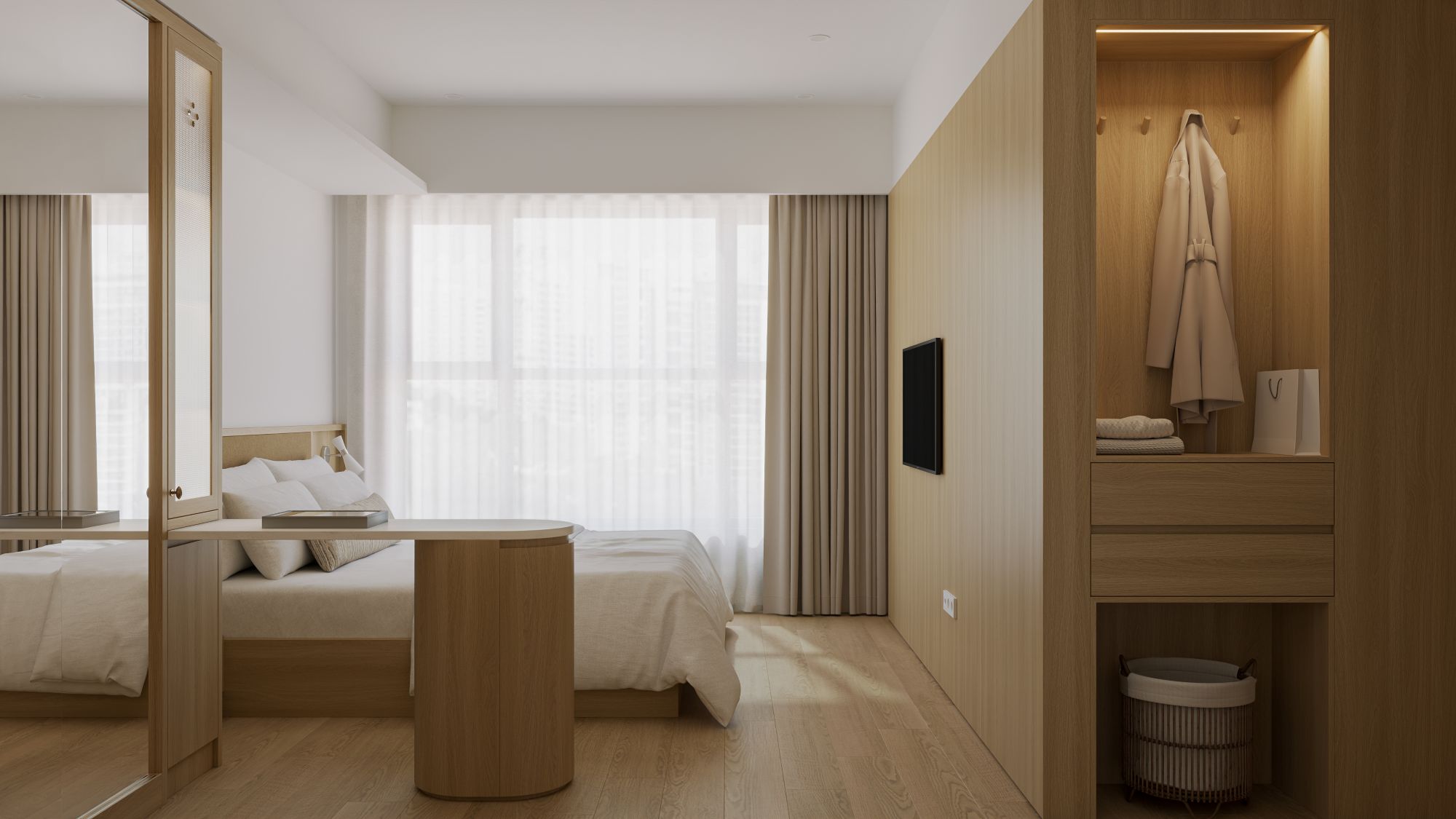 Vietline Interior Design wabi sabi can ho phong ngu toi gian