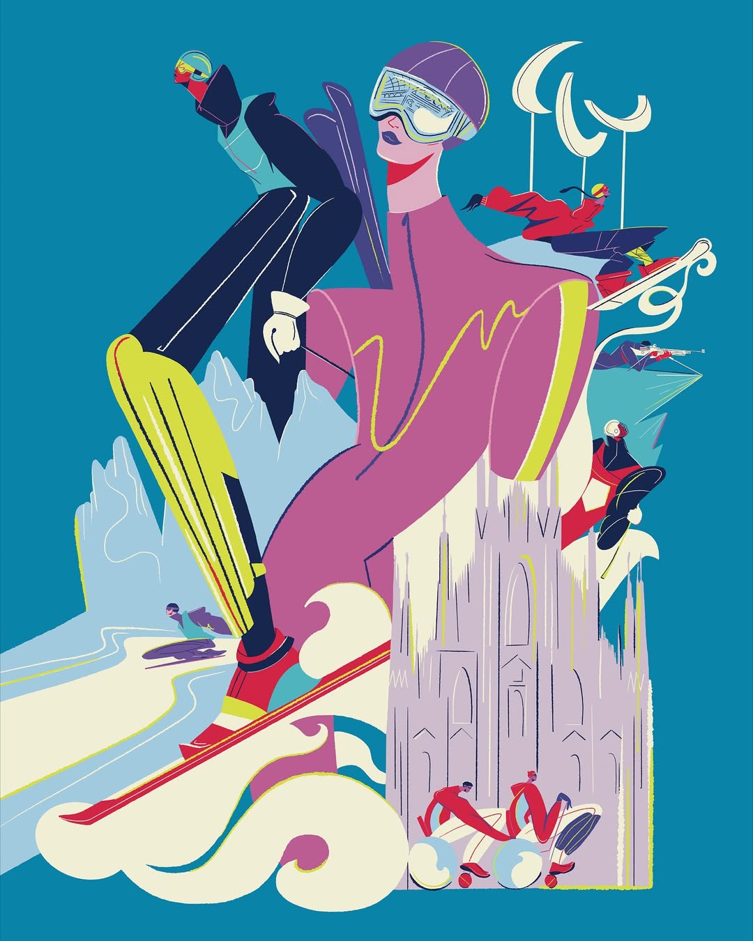 olympic 2026 art poster official poster pictogram dai lua cauldron y milan