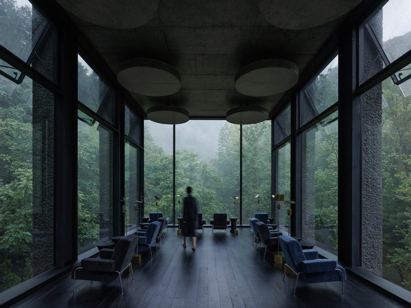 Tổ hợp spa Wulingshan Eye Stone Spring: Những giếng sáng tạc từ bê tông